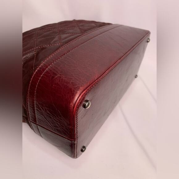 Chanel Burgundy Quilted Iridescent Calfskin Leather V*P Medium Shopping Tote Bag - Picture 8 of 16